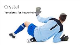  Presentation with save - Theme featuring goalkeeper in blue making a save on white background background and a white colored foreground