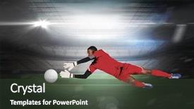  Presentation with football lights - Presentation enhanced with goalkeeper in red making a save in a large football stadium with lights background and a dark gray colored foreground