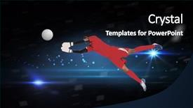  Presentation with spark - Colorful presentation theme enhanced with goalkeeper in red making a save against black background with spark backdrop and a black colored foreground