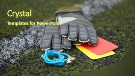  Presentation with football referee - Slides having goalkeeper referee whistle and caution background and a tawny brown colored foreground