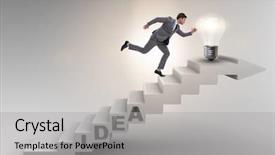  Presentation with climbing stairs - Amazing slides having goals ideas vision success - concept of idea with businessman backdrop and a light gray colored foreground