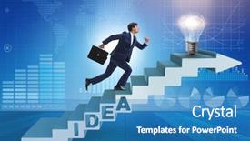  Presentation with climbing stairs - Cool new PPT layouts with goals ideas vision success - concept of idea with businessman backdrop and a teal colored foreground