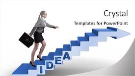  Presentation with climbing stairs - Theme having goals ideas vision success - concept of idea with businesswoman background and a white colored foreground