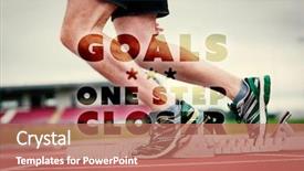  Presentation with goals - Cool new PPT theme with goals one step closer backdrop and a coral colored foreground