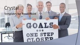  Presentation with goals - Audience pleasing presentation consisting of goals one step closer backdrop and a soft green colored foreground