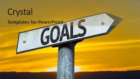  Presentation with goals - Beautiful PPT layouts featuring goals sign with a sunset backdrop and a gold colored foreground