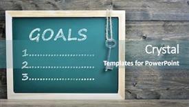  Presentation with goals - Audience pleasing theme consisting of goals text on school board backdrop and a teal colored foreground