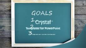  Presentation with goals - Beautiful theme featuring goals text on school board and chalk on wooden table backdrop and a ocean colored foreground