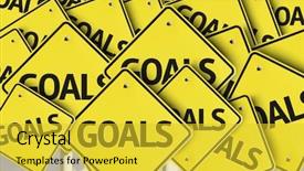  Presentation with goals - Colorful slide set enhanced with goals written on multiple road backdrop and a yellow colored foreground