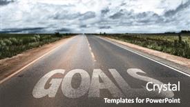  Presentation with goals - PPT theme featuring goals written on rural road background and a gray colored foreground