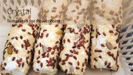  Presentation with seeds - Presentation design enhanced with goat-cheese-rolls-with-sesame background and a coral colored foreground