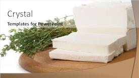  Presentation with thyme - Cool new presentation theme with goat's milk cheese in block sliced with thyme on white backdrop and a white colored foreground