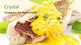  Presentation with saffron - Presentation theme having goatfish-fillet-with-saffron-cream background and a yellow colored foreground