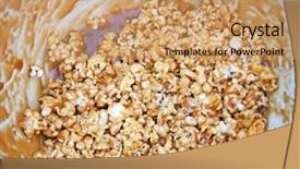  Presentation with paddy rice and corn - PPT theme having gob - bowl of caramel corn that background and a coral colored foreground