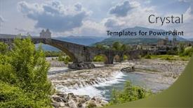  Presentation with ancient roman aqueduct bridge - Presentation featuring gobbo-bridge-also-devil-bridge background and a light blue colored foreground