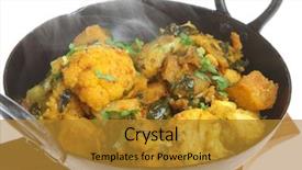  Presentation with cauliflower - PPT layouts with gobi - indian vegetable curry with spinach background and a gold colored foreground