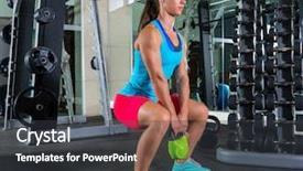  Presentation with goblet - PPT layouts featuring squats - goblet kettlebell squat woman workout background and a dark gray colored foreground