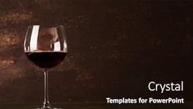  Presentation with goblet - Cool new PPT theme with goblet of red wine on wooden table on wooden wall background backdrop and a wine colored foreground