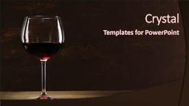  Presentation with goblet - Slides featuring goblet of red wine on wooden table on wooden wall background background and a wine colored foreground