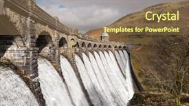 Presentation with valley dam - PPT layouts enhanced with goch dam overflowing with water background and a tawny brown colored foreground