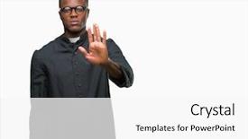  Presentation with hand palm - Audience pleasing slide set consisting of god control - young african american priest man backdrop and a white colored foreground