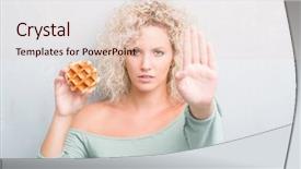  Presentation with defense - Audience pleasing PPT layouts consisting of god control - young blonde woman over grunge backdrop and a  colored foreground