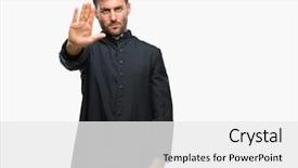  Presentation with hand palm - Presentation theme with god control - young catholic christian priest man background and a white colored foreground