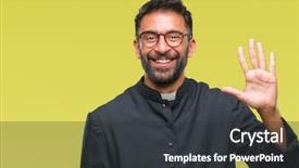  Presentation with catholic resureection - Colorful presentation theme enhanced with god count - adult hispanic catholic priest man backdrop and a  colored foreground