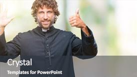  Presentation with catholic heaven - Amazing slide deck having god count - handsome hispanic catholic priest man backdrop and a  colored foreground