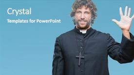  Presentation with catholic holy spirit - Presentation theme having god count - handsome hispanic catholic priest man background and a  colored foreground
