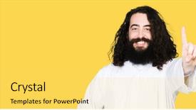  Presentation with jesus christ - PPT theme having god count - man wearing jesus christ costume background and a yellow colored foreground
