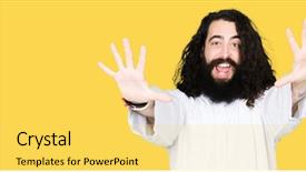  Presentation with jesus christ - Slide set featuring god count - man wearing jesus christ costume background and a yellow colored foreground