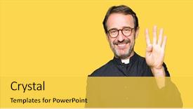  Presentation with number - Amazing presentation having god count - middle age priest man wearing backdrop and a yellow colored foreground