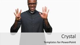  Presentation with african american church - Colorful PPT layouts enhanced with god count - young african american priest man backdrop and a  colored foreground