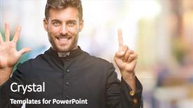  Presentation with christian - Colorful presentation theme enhanced with god count - young catholic christian priest man backdrop and a  colored foreground