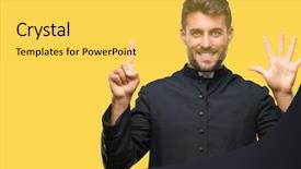 Presentation with christian - Cool new theme with god count - young catholic christian priest man backdrop and a yellow colored foreground