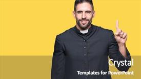  Presentation with christian - Cool new presentation theme with god count - young christian priest over isolated backdrop and a dark gray colored foreground