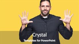  Presentation with christian - PPT theme consisting of god count - young christian priest over isolated background and a dark gray colored foreground