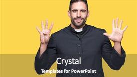  Presentation with christian - Audience pleasing PPT theme consisting of god count - young christian priest over isolated backdrop and a dark gray colored foreground