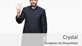  Presentation with christian thanksgiving 16:9 - Beautiful slide deck featuring god count - young christian priest over isolated backdrop and a white colored foreground