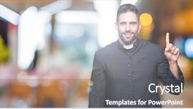  Presentation with christian - Amazing presentation design having god count - young christian priest over isolated backdrop and a gray colored foreground