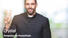  Presentation with christian - Theme consisting of god count - young christian priest over isolated background and a dark gray colored foreground