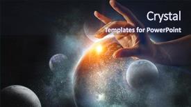  Presentation with finger - Amazing slide set having god create world - touching planet with finger backdrop and a wine colored foreground