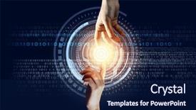  Presentation with god creation hands - Presentation theme with god creation - close up of human hands background and a navy blue colored foreground