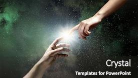  Presentation with creation god - Audience pleasing presentation theme consisting of god creation - close up of human hands backdrop and a dark gray colored foreground