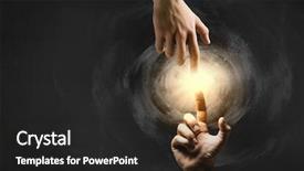  Presentation with god creation hands - PPT theme consisting of god creation - close up of two hands background and a dark gray colored foreground