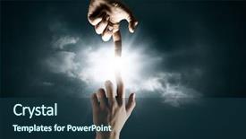  Presentation with god creation hands - Presentation theme enhanced with god creation - close up of two hands background and a ocean colored foreground