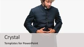  Presentation with kids hand prints paint - Amazing presentation having god disease - handsome hispanic catholic priest man backdrop and a  colored foreground