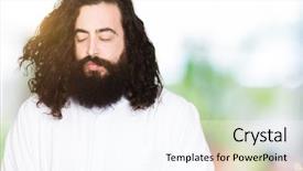  Presentation with jesus christ - PPT layouts enhanced with god disease - man wearing jesus christ costume background and a sky blue colored foreground