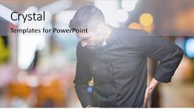  Presentation with back pain - PPT theme featuring god disease - young christian priest over isolated background and a light blue colored foreground